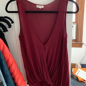 Silence + Noise Surplice Maroon Tank